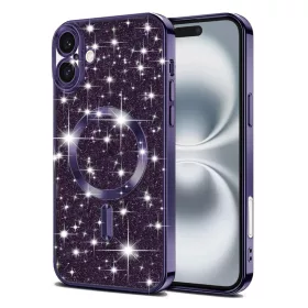    Techsuit - Luxus Csillogó MagSafe - iPhone 16 - Mélylila tok