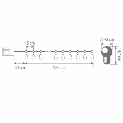 Home MLC20B LED-es gömb fényfüzér, 20 melegfehér LED, elemes, ~3m-5999084969899 5 kép