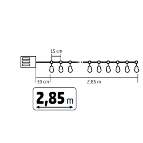 Home MLC20B LED-es gömb fényfüzér, 20 melegfehér LED, elemes, ~3m-5999084969899 6 kép