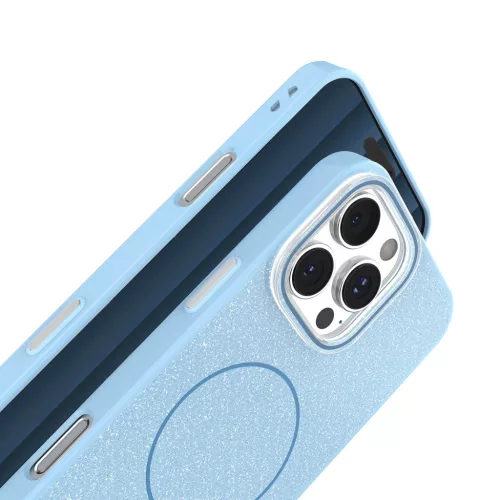 Glitter Vékony Mágneses tok iPhone 12 / 12 Pro 6,1" kék-5906961982117 4 kép