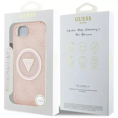 iPhone 16e/17e Pink Original Case GUESS IML Metal Glitter 4G Circle T-3666339454128 8 kép