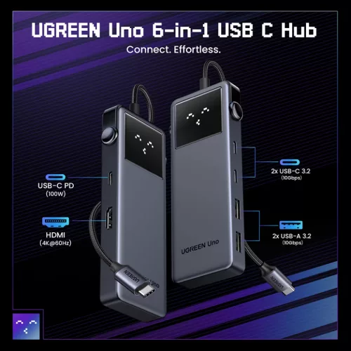  Ugreen - Docking Station Uno 6 az 1-ben CM888 (35998) - LED kijelző,-6941876239986 5 kép