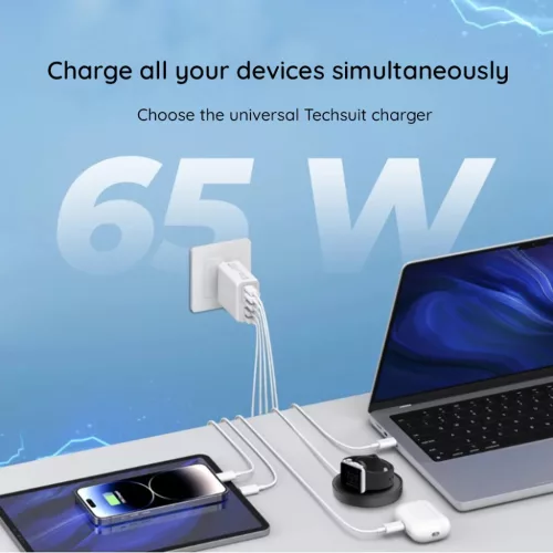 Techsuit - Prémium fali töltő PentaXPower (CHC2) - 3x USB QC 3.0, 2-5949419284111 3 kép