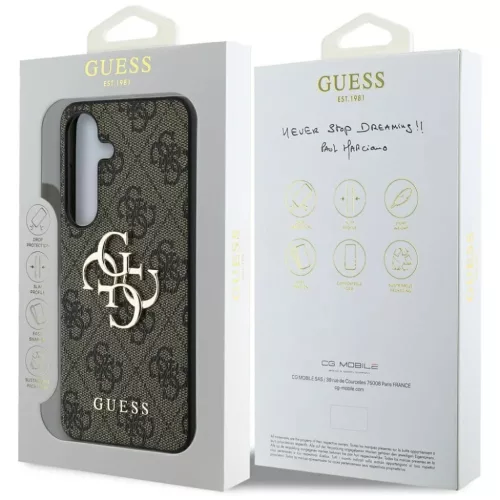  Samsung Galaxy S25 Plus barna Guess 4G nagy fém logós kemény tok (-3666339477271 7 kép