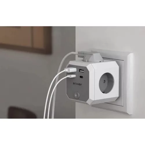 BlitzWolf BW-EC2 8 az 1-ben Power Cube (4xAC / 2 x USB-A / 2 x USB-C)-5907085523699 3 kép