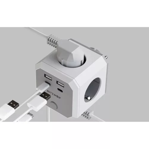 BlitzWolf BW-EC2 8 az 1-ben Power Cube (4xAC / 2 x USB-A / 2 x USB-C)-5907085523699 5 kép