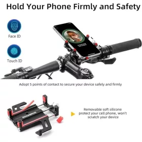 Rockbros 699-BK Aluminum Alloy Bicycle Phone Holder - Black-5907769313943 2 kép