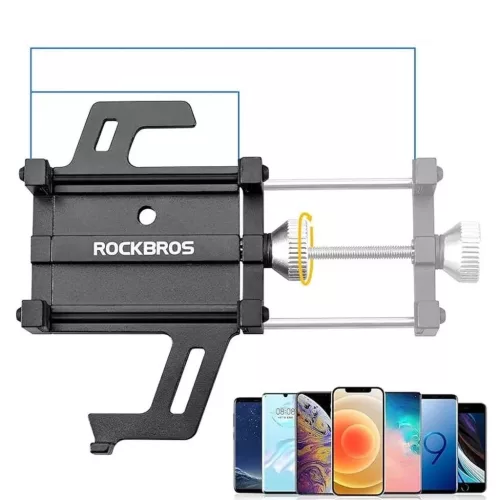 Rockbros 699-BK Aluminum Alloy Bicycle Phone Holder - Black-5907769313943 4 kép
