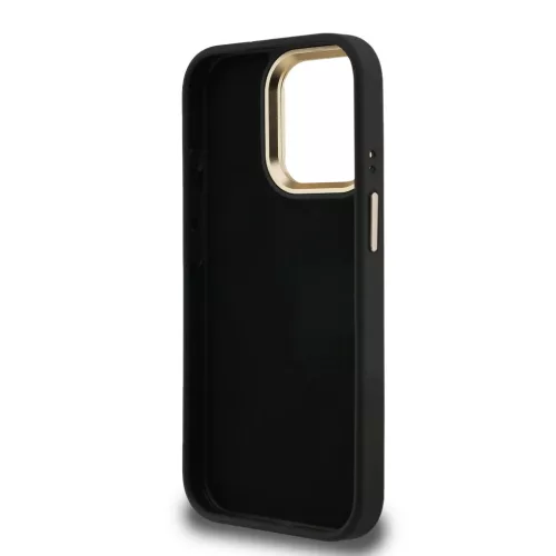 Guess PU 4G Metal Logo Stand Camera Frame fliptok iPhone 15 Pro fekete-3666339469375 6 kép