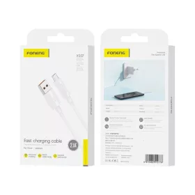 FONENG kábel XS07 Micro USB 2.1A 1M Fehér-6970462512776 1 kép