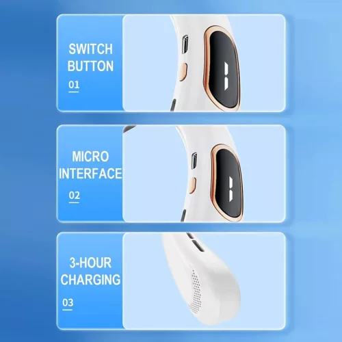Techsuit - Nyakventilátor (H6) - Hordozható, USB, Újratölthető, �-5949419156593 6 kép