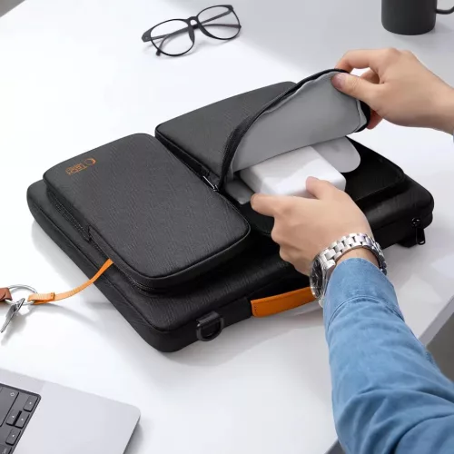Tech-protect Defender Bag Laptop 13-14 Fekete/narancssárga-5906302368839 8 kép