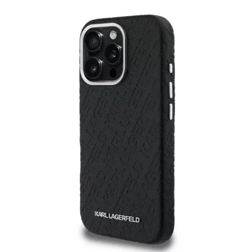  iPhone 16 Pro Fekete Karl Lagerfeld Grained PU Ismétlődő Logó Mag-3666339455408 2 kép