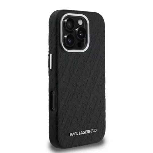  iPhone 16 Pro Fekete Karl Lagerfeld Grained PU Ismétlődő Logó Mag-3666339455408 4 kép
