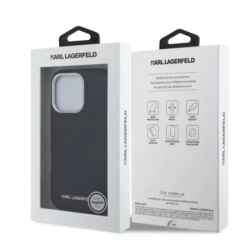  iPhone 16 Pro Fekete Karl Lagerfeld Grained PU Ismétlődő Logó Mag-3666339455408 7 kép