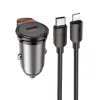 HOCO autós töltő Type C + kábel Type C - Lightning PD QC 30W NZ16 fém szürke