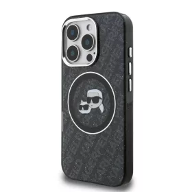 iPhone 16 Pro fekete Karl Lagerfeld IML K&CH Heads Repeated Logo MagS-3666339459369 2 kép