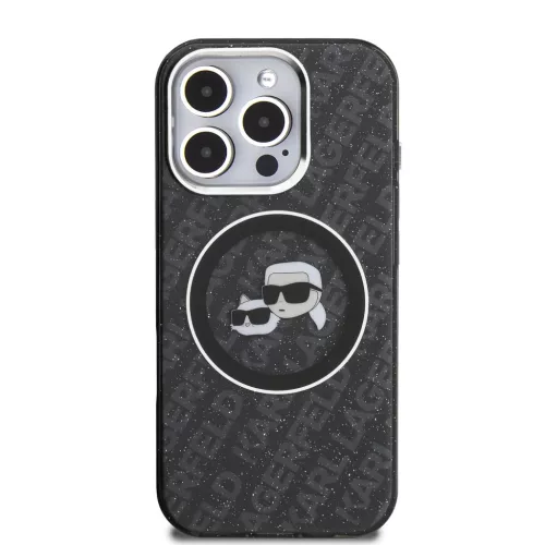  iPhone 16 Pro fekete Karl Lagerfeld IML K&CH Heads Repeated Logo MagS-3666339459369 3 kép