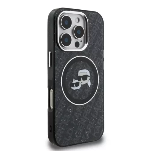  iPhone 16 Pro fekete Karl Lagerfeld IML K&CH Heads Repeated Logo MagS-3666339459369 4 kép