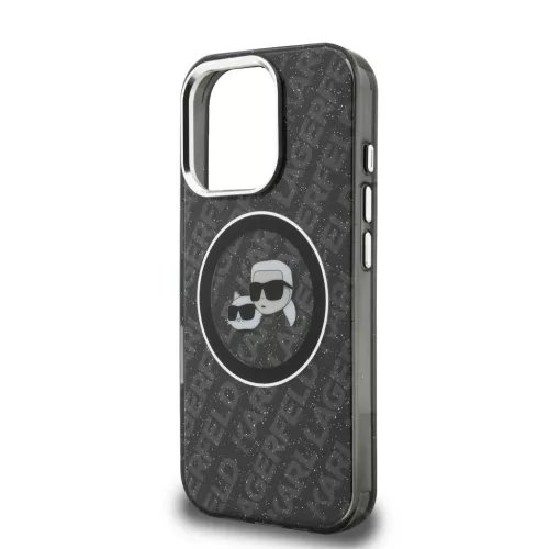  iPhone 16 Pro fekete Karl Lagerfeld IML K&CH Heads Repeated Logo MagS-3666339459369 5 kép