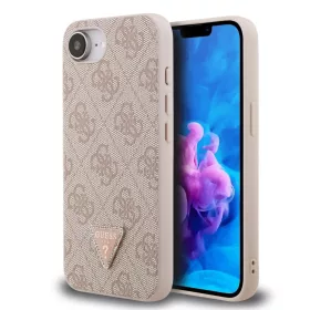  iPhone 16e/17e Pink Guess PU 4G Strass Háromszög Fém Logós Tok-3666339480073 1 kép