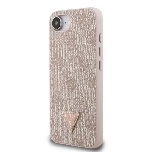  iPhone 16e/17e Pink Guess PU 4G Strass Háromszög Fém Logós Tok-3666339480073 2 kép