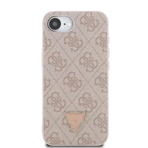  iPhone 16e/17e Pink Guess PU 4G Strass Háromszög Fém Logós Tok-3666339480073 3 kép