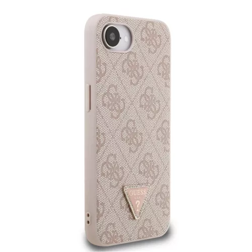  iPhone 16e/17e Pink Guess PU 4G Strass Háromszög Fém Logós Tok-3666339480073 4 kép