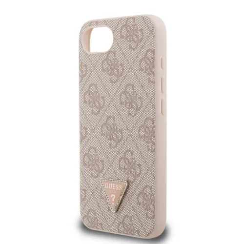  iPhone 16e/17e Pink Guess PU 4G Strass Háromszög Fém Logós Tok-3666339480073 5 kép