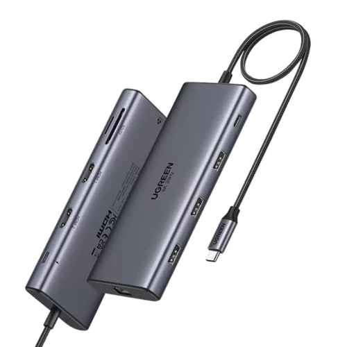 Ugreen CM639 USB-C hub, 2x HDMI, 3x USB, USB-C, SD/TF, RJ45, PD 100W, -6941876215348 2 kép