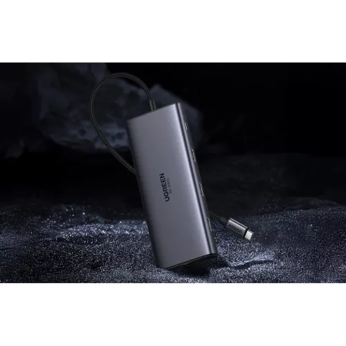 Ugreen CM639 USB-C hub, 2x HDMI, 3x USB, USB-C, SD/TF, RJ45, PD 100W, -6941876215348 9 kép