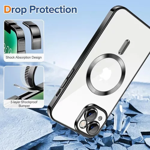 iPhone 14 - Techsuit - Luxus Kristály MagSafe - Fekete tok-5949419137059 6 kép