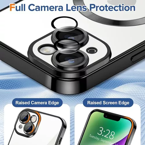 iPhone 14 - Techsuit - Luxus Kristály MagSafe - Fekete tok-5949419137059 7 kép