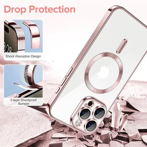 iPhone 15 Pro - Techsuit - Luxus Kristály MagSafe - Rózsaszín tok-5949419136595 3 kép