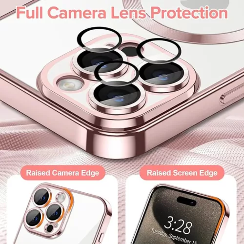iPhone 15 Pro - Techsuit - Luxus Kristály MagSafe - Rózsaszín tok-5949419136595 4 kép