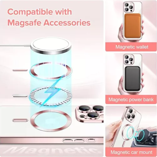 iPhone 15 Pro - Techsuit - Luxus Kristály MagSafe - Rózsaszín tok-5949419136595 5 kép
