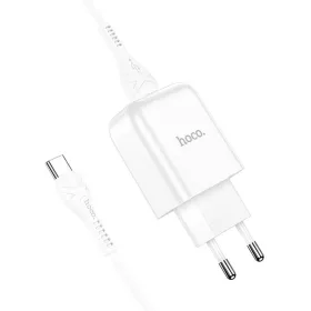 HOCO utazó töltő USB A + kábel USB A-ról Type C-re 2.1A N2 fehér-6931474746160 1 kép