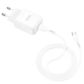 HOCO utazó töltő USB A + kábel USB A-ról Type C-re 2.1A N2 fehér-6931474746160 2 kép