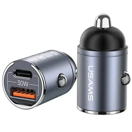 USAMS Autós Töltő 1xUSB+1xUSB-C C38 30WPD Gyors Töltés Beépítet-6958444907949 5 kép