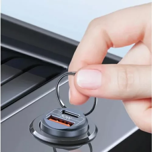 USAMS Autós Töltő 1xUSB+1xUSB-C C38 30WPD Gyors Töltés Beépítet-6958444907949 8 kép