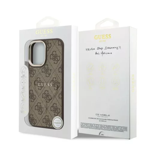  iPhone 17 Barna Guess PU Leather 4G Gold Frame MagSafe tok-3666339519193 1 kép
