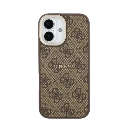  iPhone 17 Barna Guess PU Leather 4G Gold Frame MagSafe tok-3666339519193 2 kép