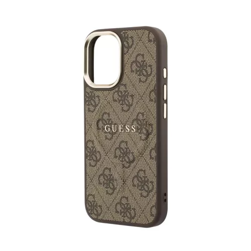  iPhone 17 Barna Guess PU Leather 4G Gold Frame MagSafe tok-3666339519193 4 kép