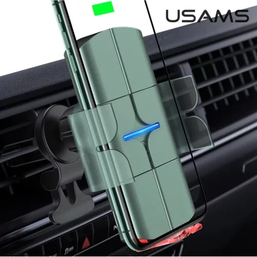 USAMS CD133 Szellőzőre rögzíthető automata telefontartó és Qi v-6958444988818 4 kép