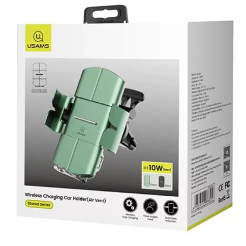 USAMS CD133 Szellőzőre rögzíthető automata telefontartó és Qi v-6958444988818 5 kép