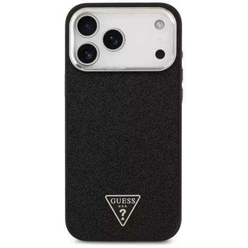 iPhone 17 Pro Max Guess Glitter Triangle Logo MagSafe fekete tok-3666339516826 3 kép
