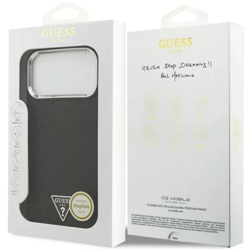 iPhone 17 Pro Max Guess Glitter Triangle Logo MagSafe fekete tok-3666339516826 8 kép