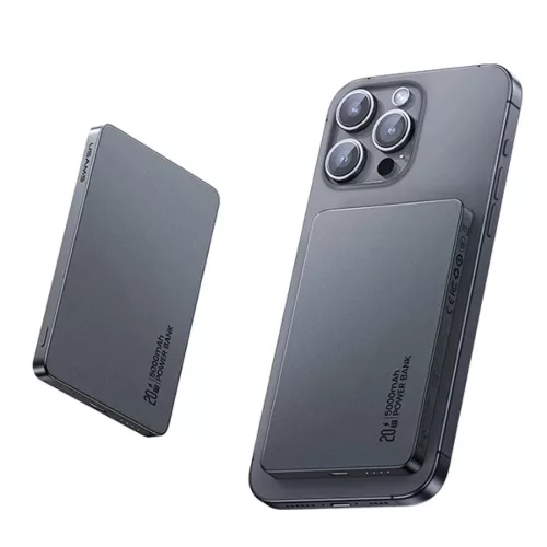 USAMS Indukciós Powerbank 5000mAh 20W PD Gyors Töltés ezüst CY Ser-6958444992235 2 kép