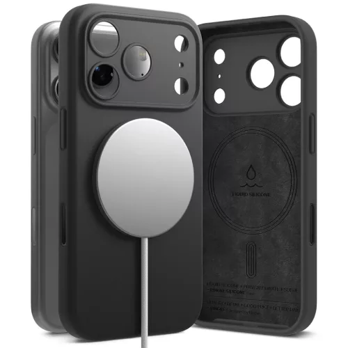 iPhone 17 Pro Fekete Ringke - Silicone Magnetic MagSafe tok-8800328811119 3 kép