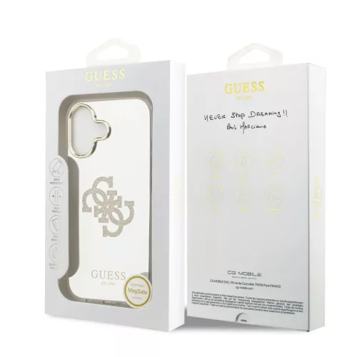  iPhone 17 Gold Guess PC/TPU Mirror 4G Glitter Logo MagSafe tok-3666339550417 7 kép